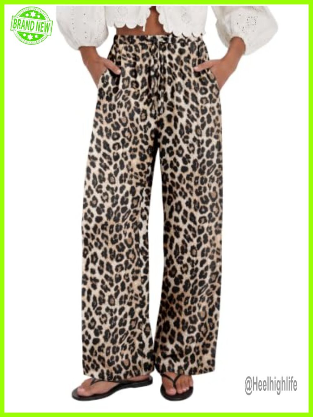 Wide Leg Palazzo Pants Drawstring Elastic Waist Flowy Trousers